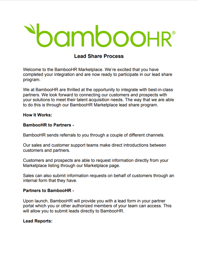 Lead Share Process — BambooHR Partners