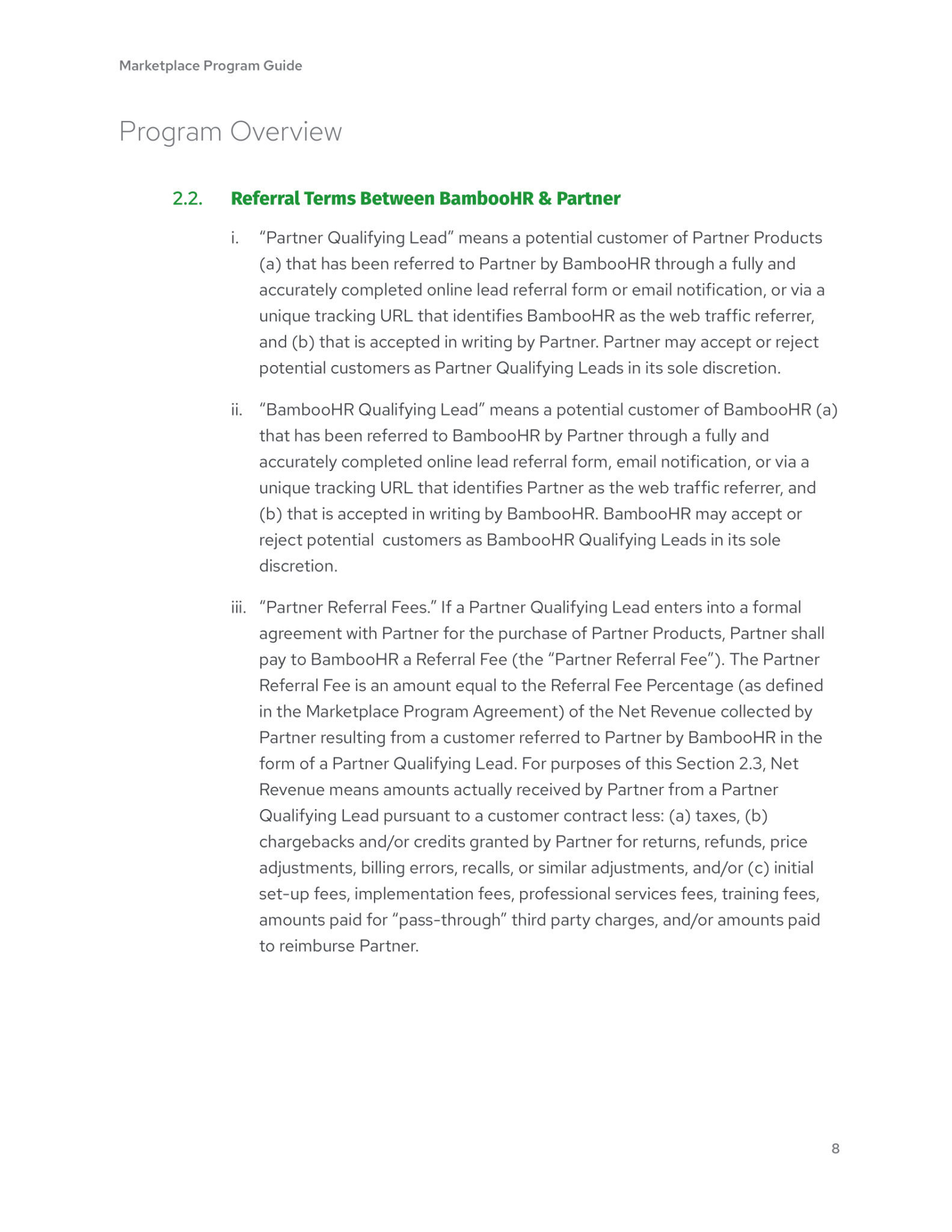 BambooHR Marketplace Program Guide — BambooHR Partners